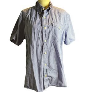 Jack Spade New York Blue Micro Gingham Short Sleeve Button Down Shirt, Men's XL